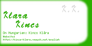 klara kincs business card